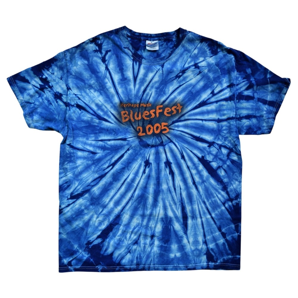Vintage 2005 Heritage Music BluesFest Mens XL Tie Dye Hanes Tour Graphic T Shirt